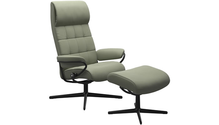 Stressless London High Back with Stool in Paloma Shadow Green Leather